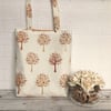 Woodland tote bag in cream with trees pattern in Autumn colours