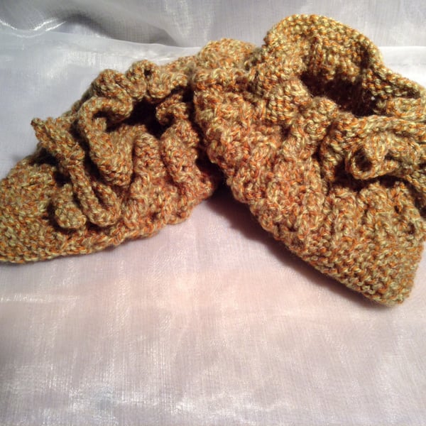 Small brown knitted slipper socks 