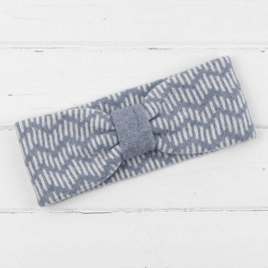 SECONDS SUNDAY Zig zag knitted headband - seal and white