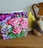 Pink roses painting printed card