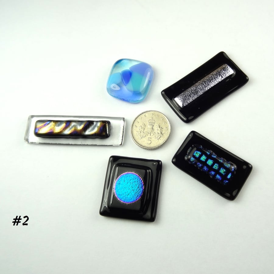 5 mixed glass cabochons, accessory glass, jewellery making, multicoloured (2)