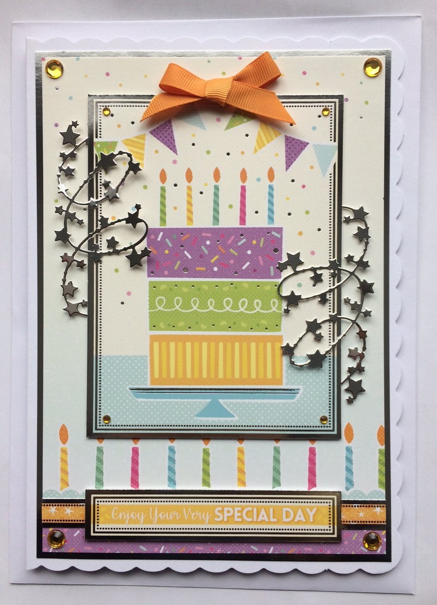 Birthday Card Enjoy Your Very Special Day Birthday Tier Cake Candles