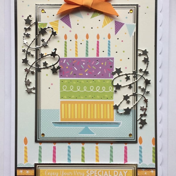 Birthday Card Enjoy Your Very Special Day Birthday Tier Cake Candles