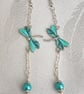 Gorgeous Dangly Dragonfly Earrings - Silver Tones - Image 2