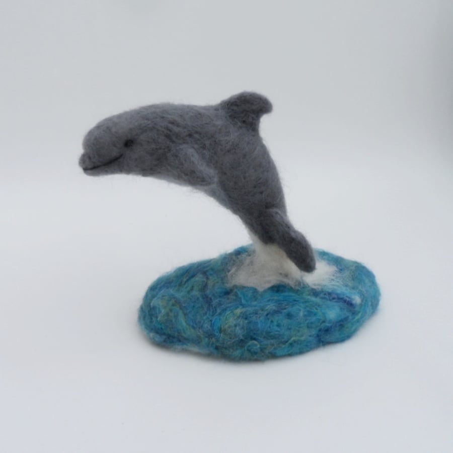Needle Felted Leaping Dolphin Collectable Ornament