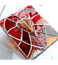 Patchwork Fused Heart Plaque Stained Glass Handmade Dichroic Reds - Image 2