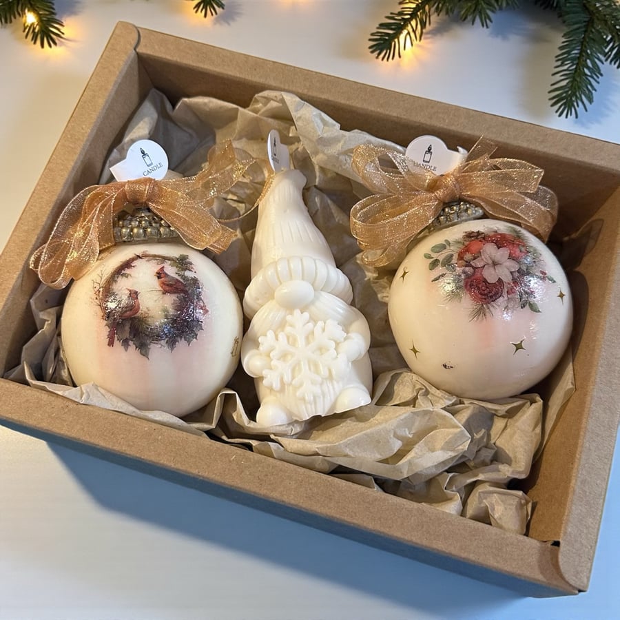Christmas Bauble Candle Gift Set – Hand-Poured Soy Wax