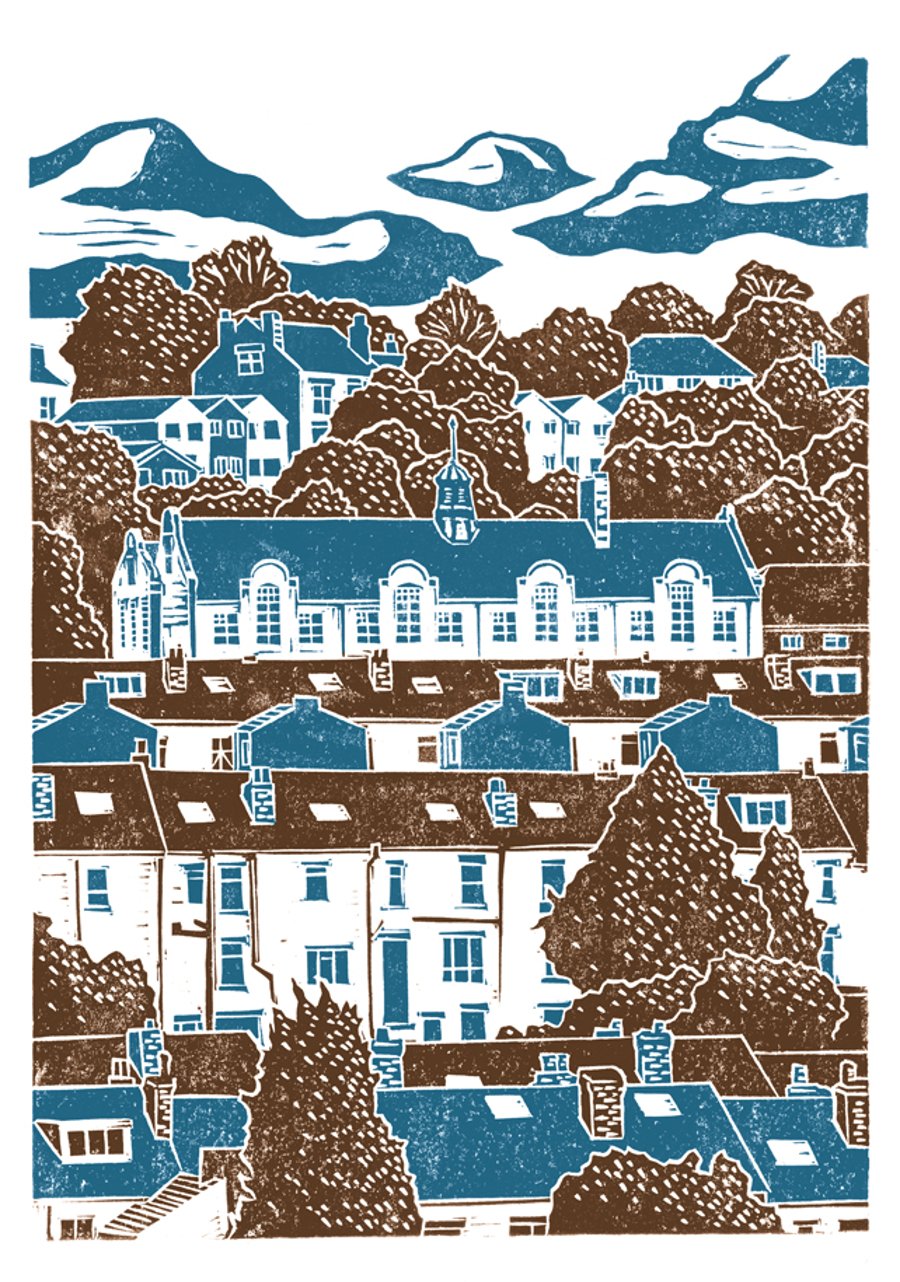 Carfield View A3 poster-print (blue-brown)