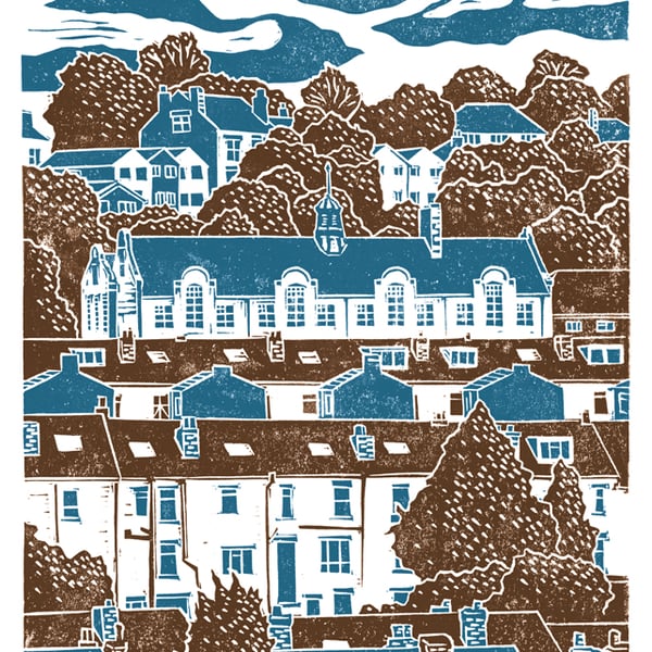 Carfield View A3 poster-print (blue-brown)