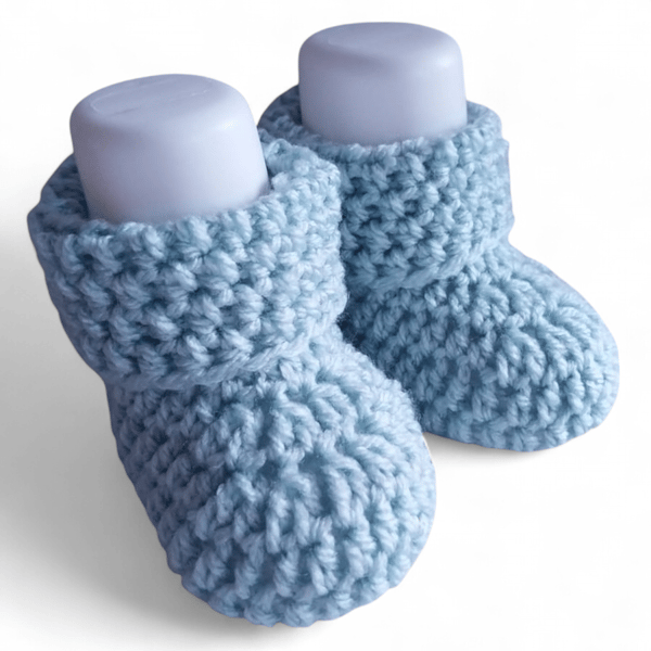 Crocheted Newborn Baby Booties in Duck Egg Blue , Baby Gift, Gender Neutral 