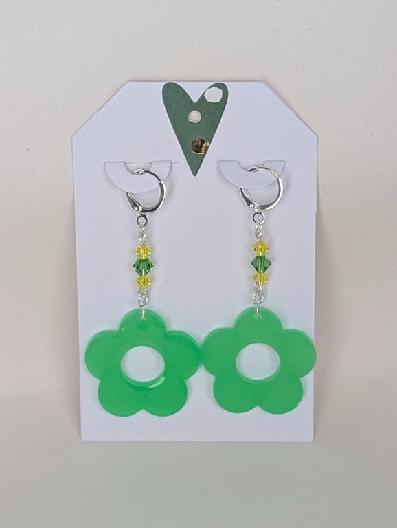 Flower Shaped Resin Earrings – Glow in the Dark
