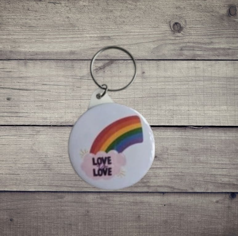 Love is Love Pride Keyring with Vibrant Rainbow Design