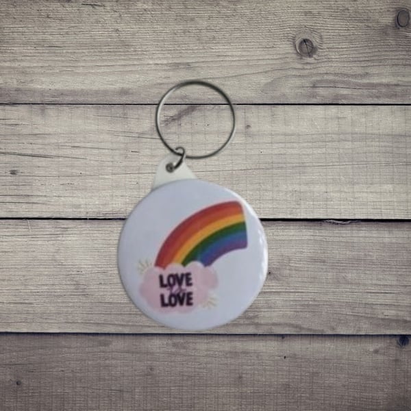 Love is Love Pride Keyring with Vibrant Rainbow Design