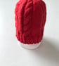 Red beanie hat with cabled panels - Image 3