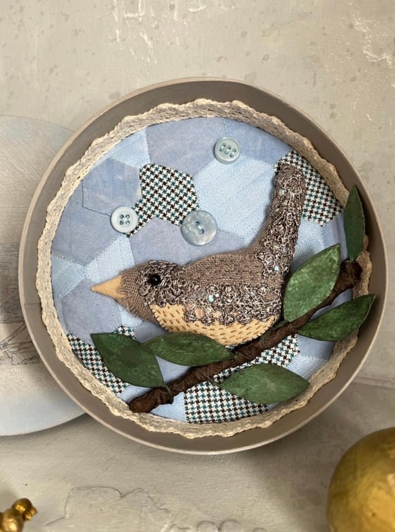 Mixed media bird in a handpainted box