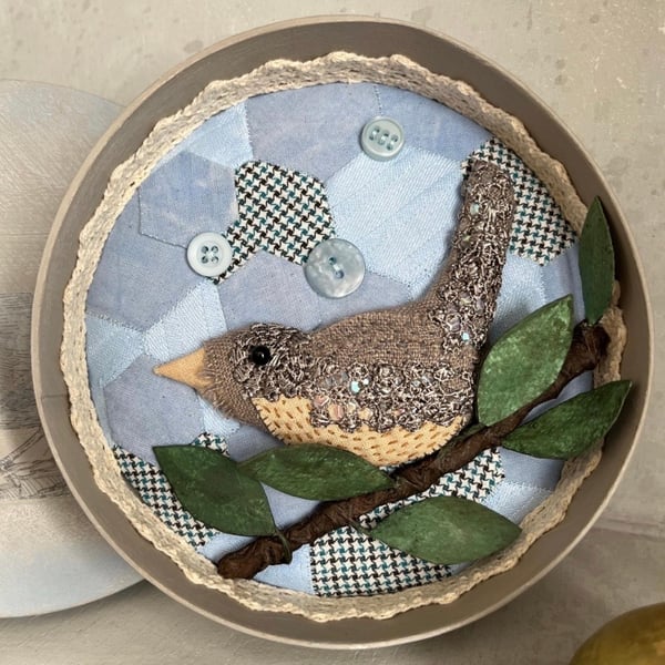 Mixed media bird in a handpainted box