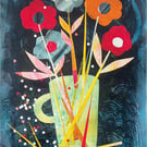 Vase with Flowers Original Collage