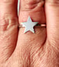 Star Signet Ring Sterling Silver .925 Jewellery Gift Hammered Band UK Size P - Image 1
