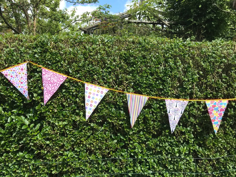 Handmade Multicoloured Fabric Bunting Folksy