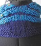 Neckwarmer, Scarf, Kerchief Cowl, Knitted Handspun Navy, Blue, Merino, Silk - Image 4
