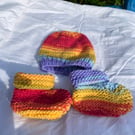 rainbow hat and booties