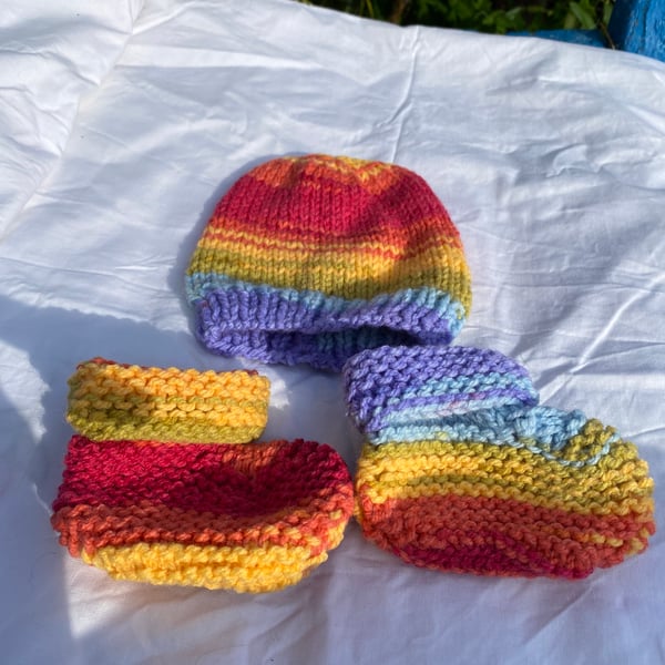 rainbow hat and booties