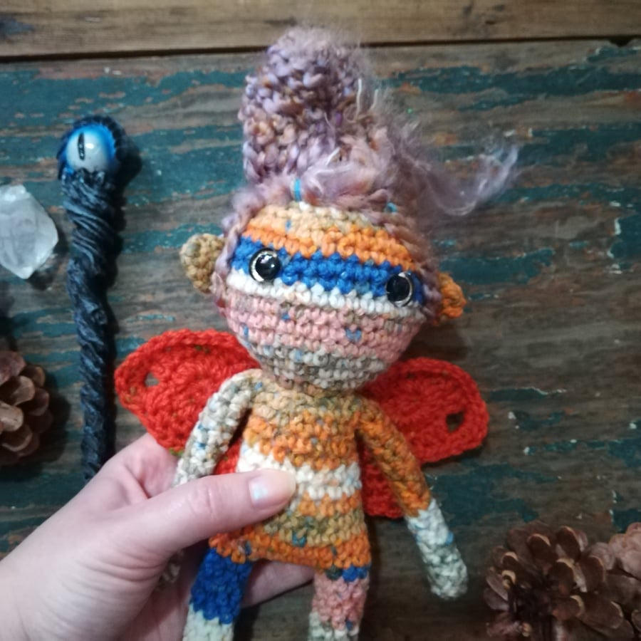 Crocheted Art Doll Sprite Forest Fairy