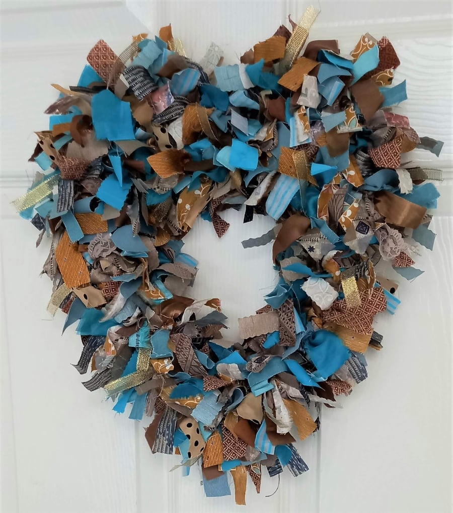 Sea and Sand Heart Shaped Rag Wreath