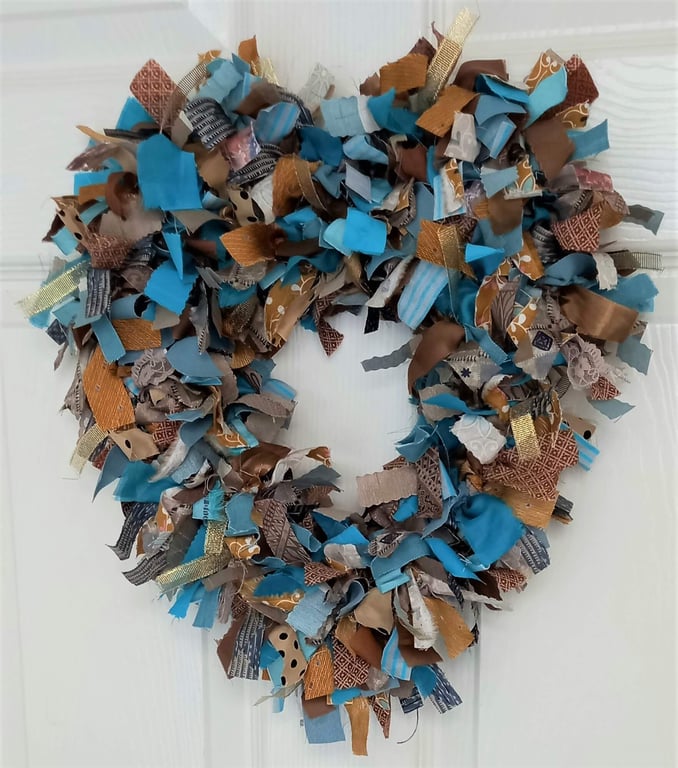 Sea and Sand Heart Shaped Rag Wreath