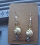 beige clear and patterned earring 