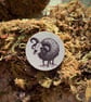 Wooden Sheep Skull Pin Badge