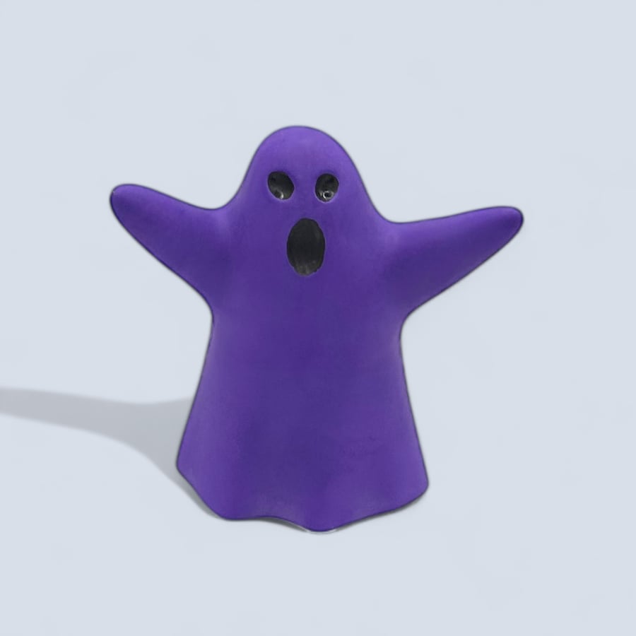 Purple Ghost Ornament With Raised Arms - Spooky Halloween Decoration