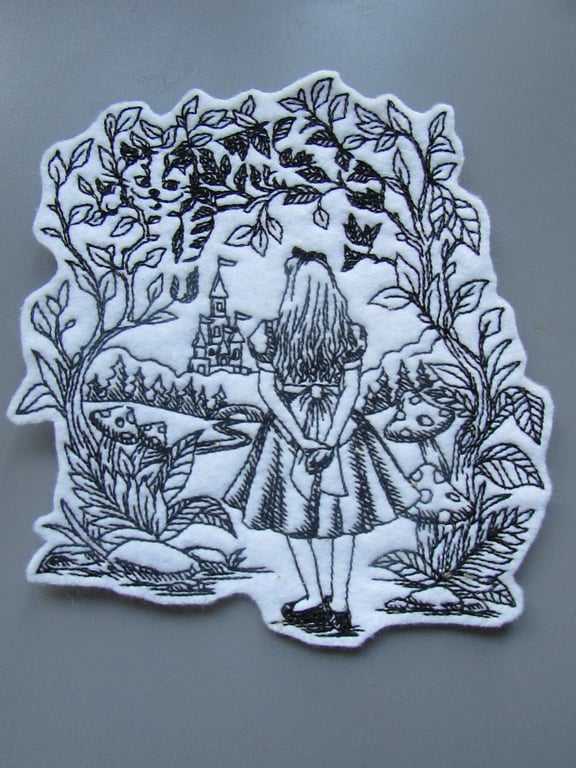 Alice in wonderland Embroidered Sew on Applique Patch