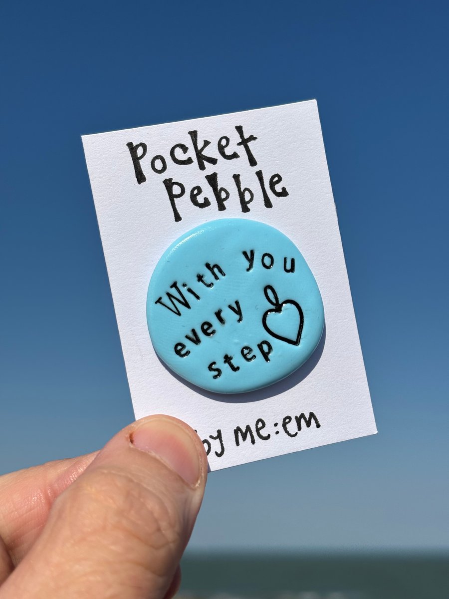 With you every step of the way, pocket pebble wedding, exam, interview gift  