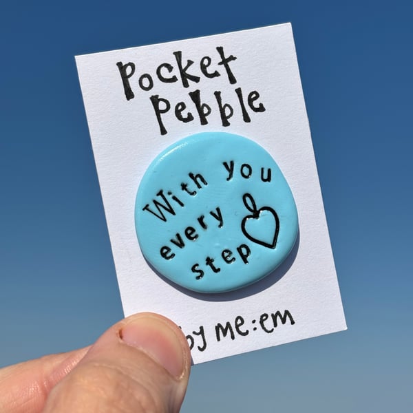 With you every step of the way, pocket pebble wedding, exam, interview gift  