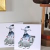 Hare Christmas Cards. Pair of Winter Moon Hare 5"x 5" Christmas cards