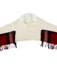 Upcycled Cream Corduroy & Red Plaid Winter Cape Kimono with Faux Fur Collar - Image 2