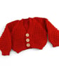 Hand knitted baby cardigan in fox red brown textured pattern  - Image 10