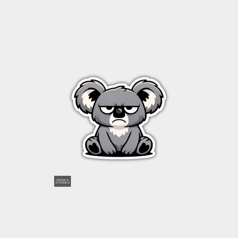Funny Novelty Vinyl Sticker - Grumpy Koala     