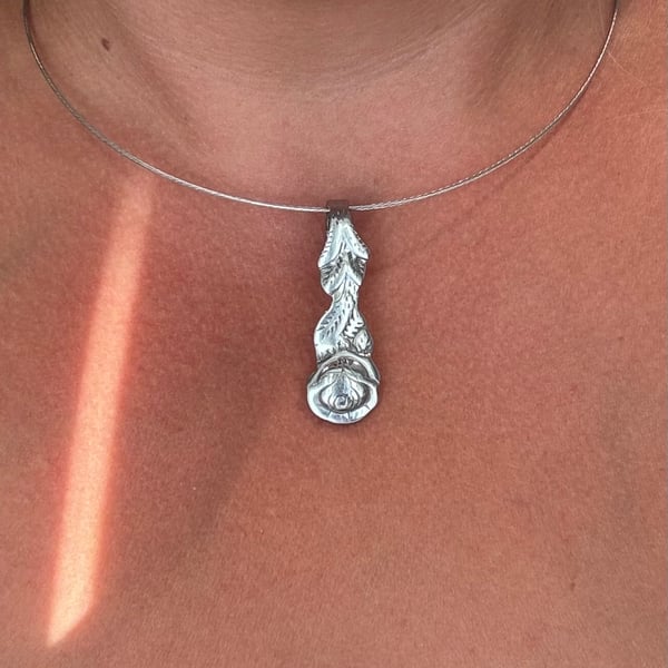 Vintage spoon charm rose choker necklace stainless steel