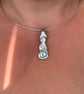 Vintage spoon charm rose choker necklace stainless steel
