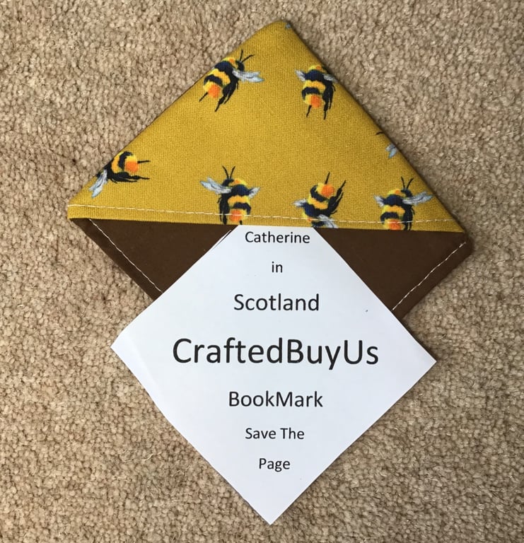 100% Cotton Bookmark hand crafted. Save the Page Unique modern square shape.