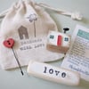 Little Wooden Handmade House and Base in a Bag - love
