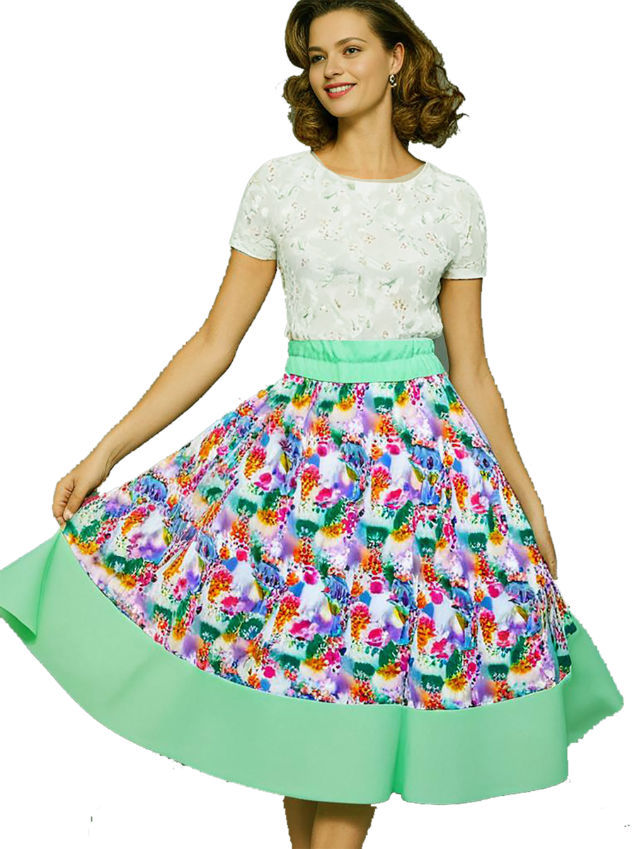 1950s Vintage Retro Rockabilly Circle Skirt floral print women's sizes 10-26 