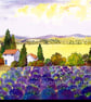 Lavender Field, Provence, South Of France, Watercolour Print in 14 x 11'' Mount - Image 1