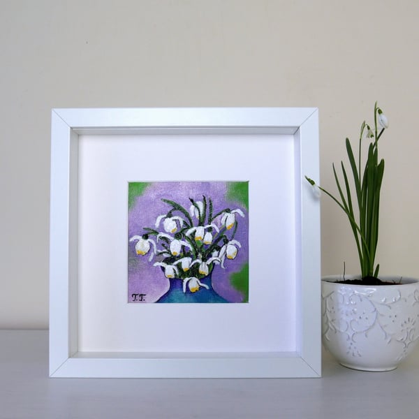 Snowdrops Painting, Spring Flowers Artwork, Mothers Day Gift