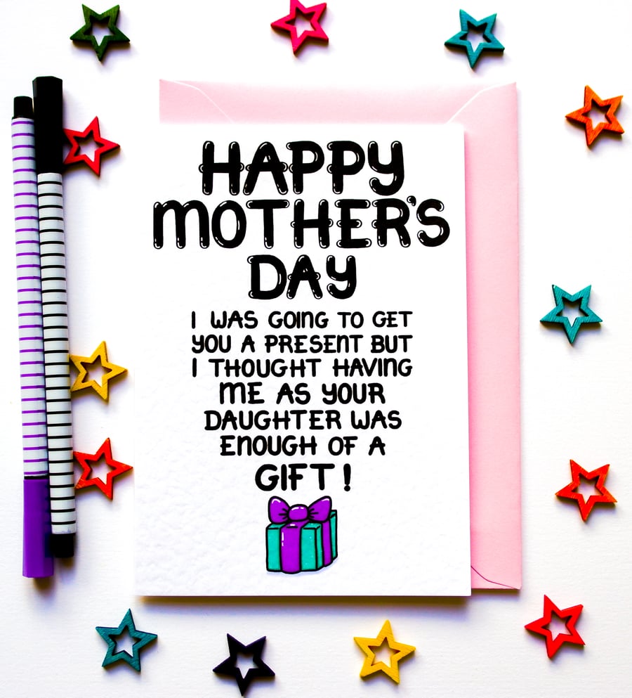 Funny, Joke Mother's Day Card For Mum, Mom, Mam From Daughter