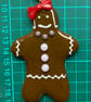 Medium Glass Gingerbread Lady Hanging Decoration - Red Bow - Image 2