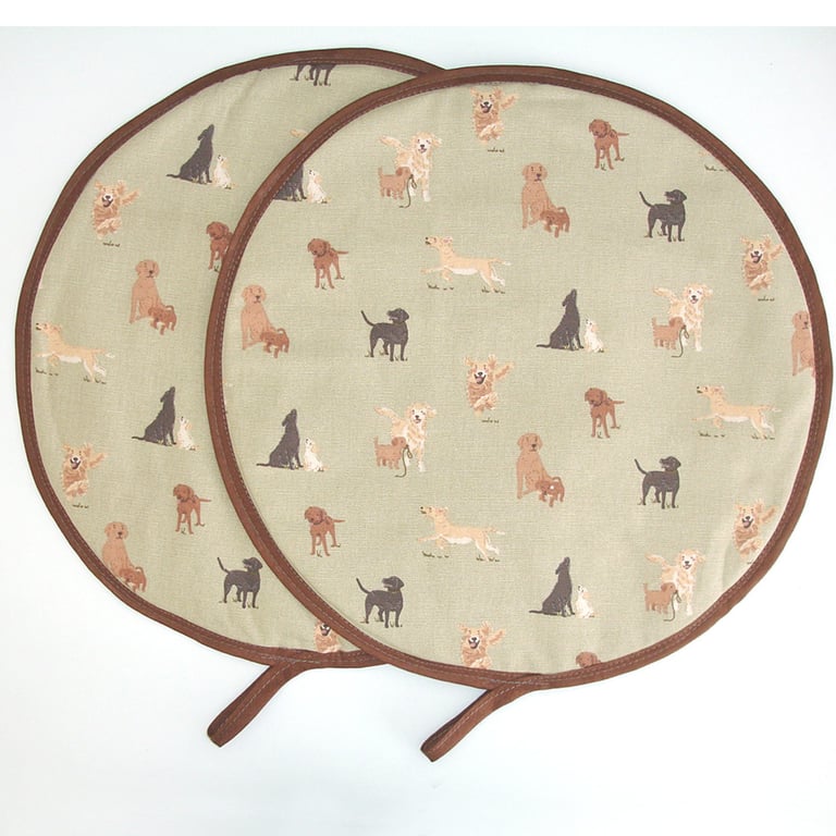 Aga Hob Lid Covers Labrador Dogs Retriever Mats Pads Brown Hats Round Pair of