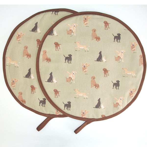 Aga Hob Lid Covers Labrador Dogs Retriever Mats Pads Brown Hats Round Pair of